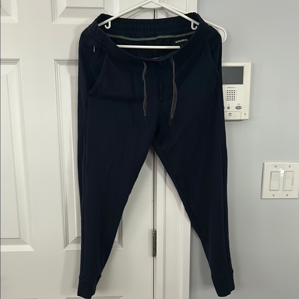 Bonobos Navy Blue Sweatpants with Elastic Waistband and Tapered Legs